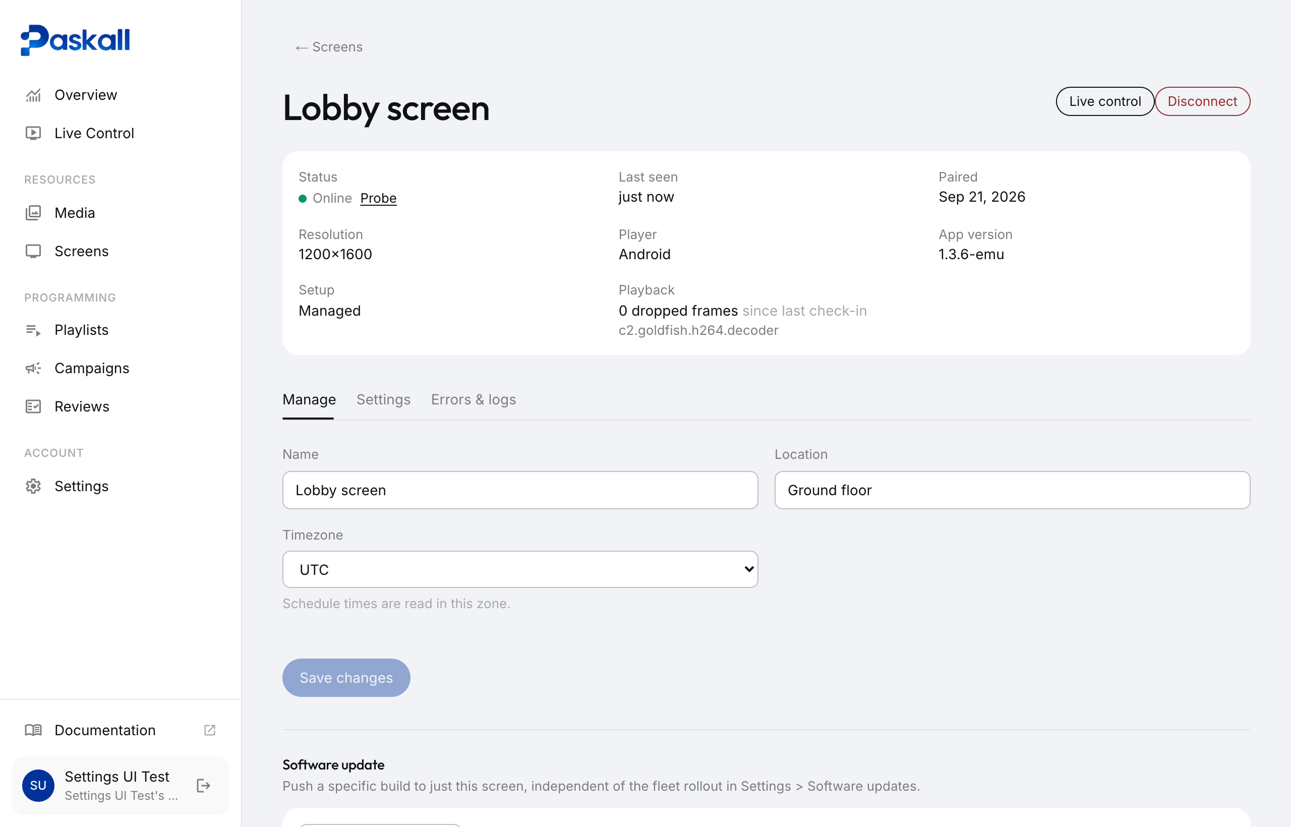 The new screen's page in Paskall